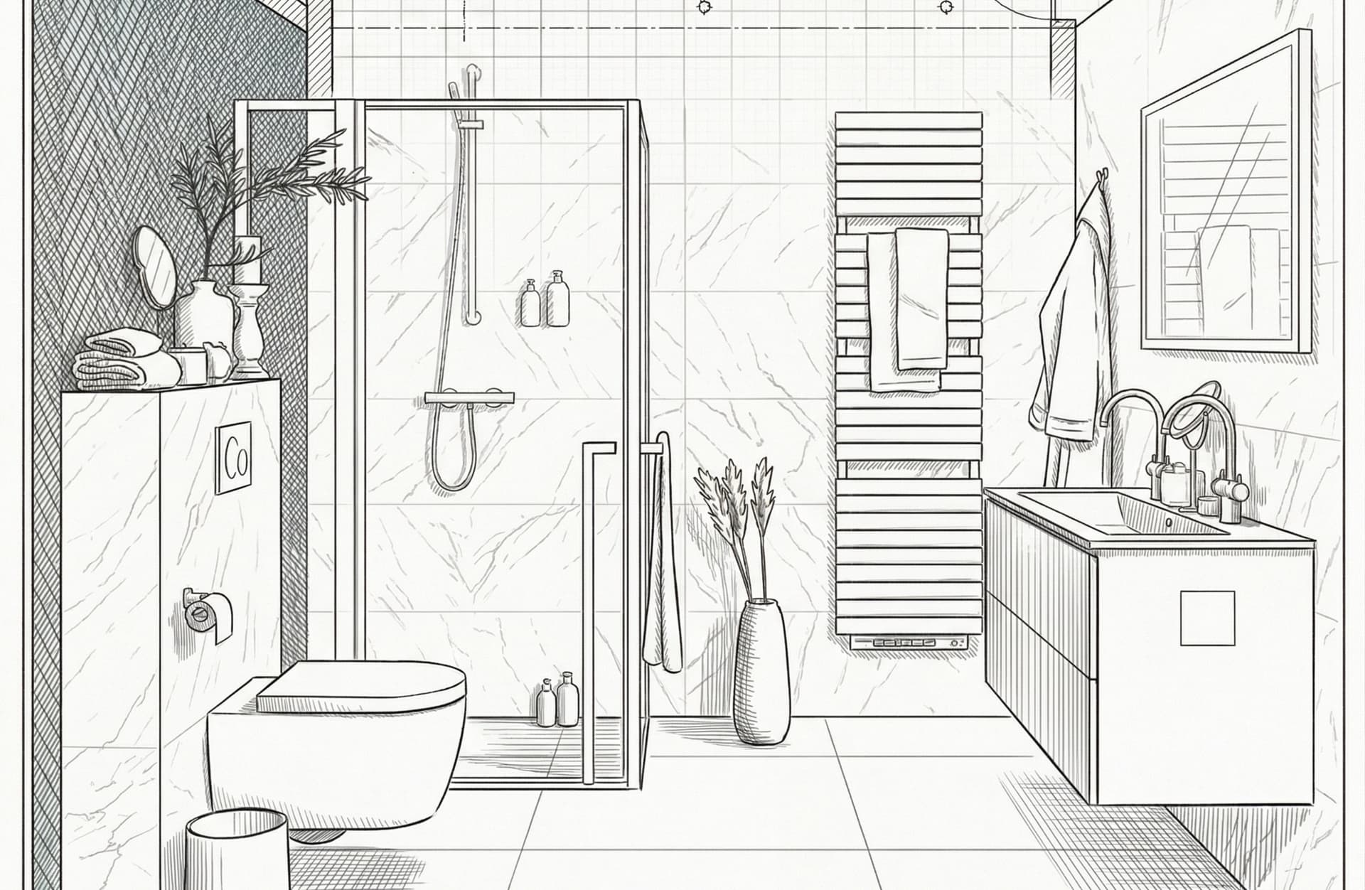 Badkamer tekening