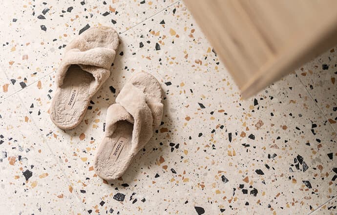 Terrazzo tegels in de keuken of badkamer