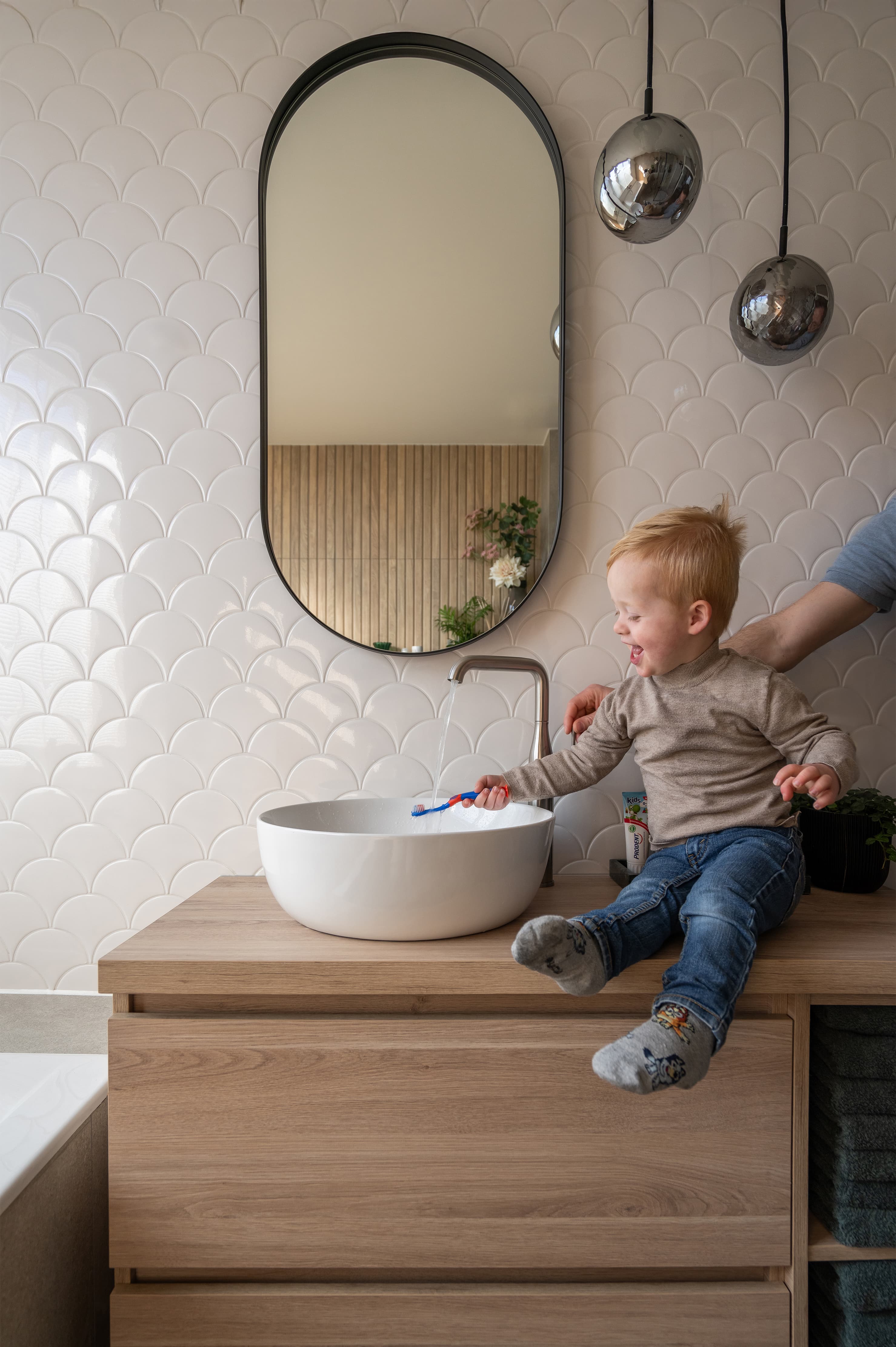 Waskom in badkamer